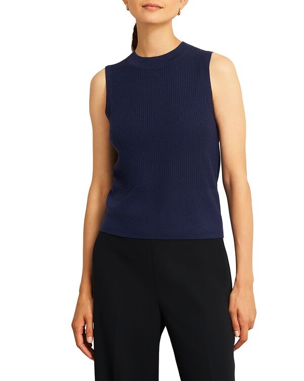 ホッブス英国の首都 レディース アウター 限りない 編み物 HOBBS LONDON Yasmin Knitted Vestrue Navy 米国海軍