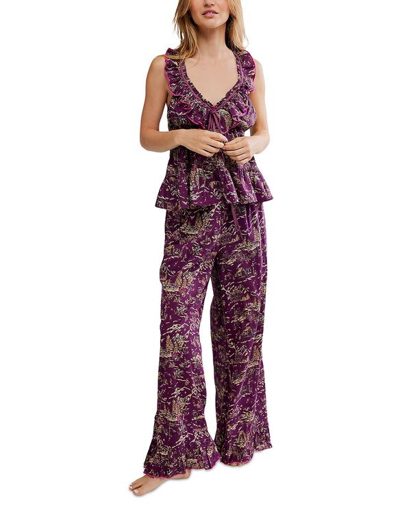 フリーピープル レディース アウター パーカー・スウェット プリント Free People Tangled Lights Printed Pajama Set Wine Combo ワイン
