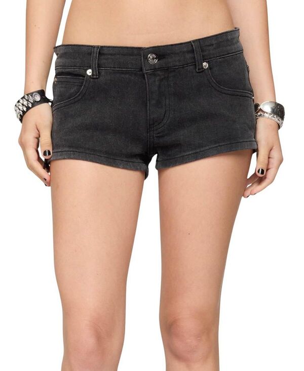 アディクテッド レディース ボトムス ハーフパンツ・ショーツ ローライズ ショートパンツ デニム Edikted Syra Zipper Low Rise Denim Shorts Black Washed ブラック｜ReVida 店