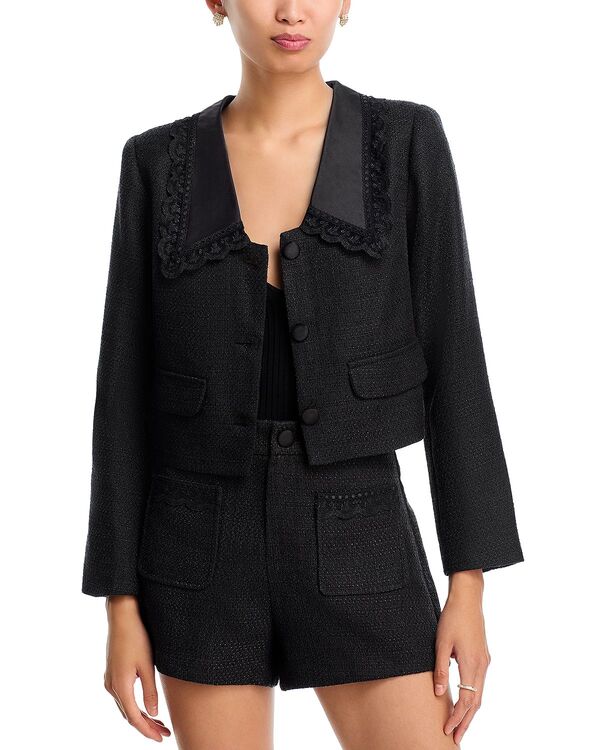 アクア レディース アウター ジャケット・ブルゾン ツイード AQUA Woven Collar Tweed Jacket - Exclusive Navy ネイビー