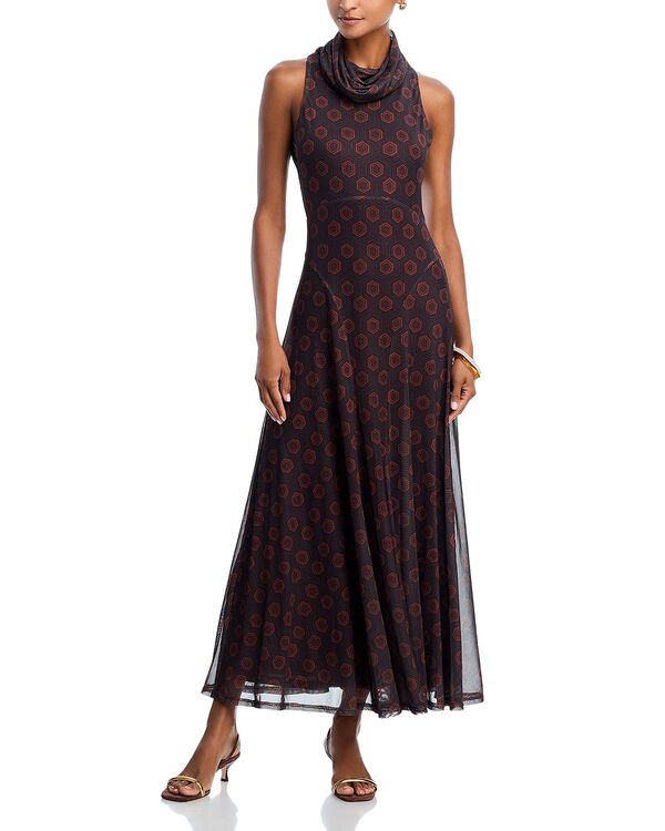 アクア レディース トップス ワンピース タートルネック メッシュ マキシ AQUA Turtleneck Mesh Maxi Dress - Exclusive Brown ブラウン