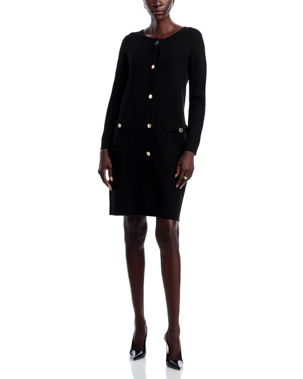 ティー・タハリ レディース アウター カーディガン ボタンダウン クルーネック セーター ダウン Tahari Crewneck Button Down Cardigan Sweater Black ブラック