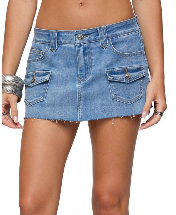 アディクテッド レディース ボトムスカート ミニ デニム Edikted Lury Denimini Skort Light-Blue ブルー