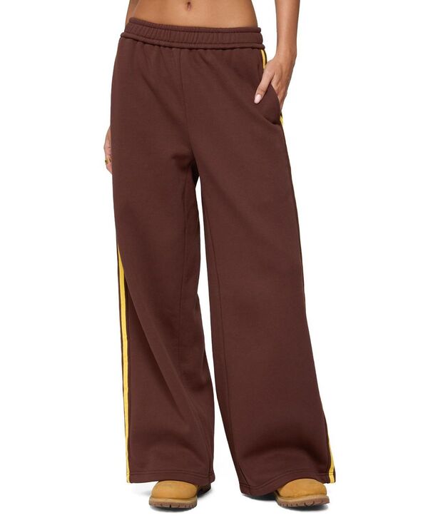 アディクテッド レディース ボトムス カジュアルパンツ スウェットパンツ コントラスト Edikted Sorin Contrastriped Sweatpants Brown ブラウン|ReVida 店