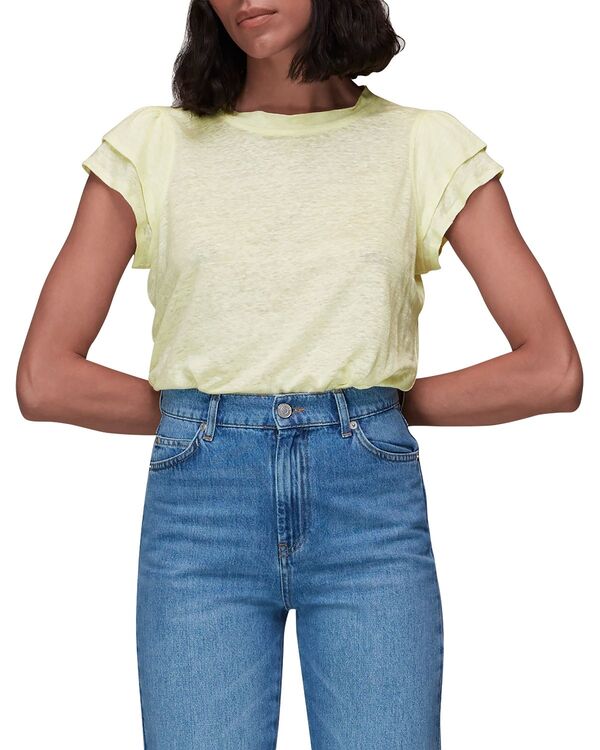ホイッスルズ レディース トップス プルオーバー ティアード リネン Whistles Laura Linen Tiered Sleeve Tee Yellow 黄色