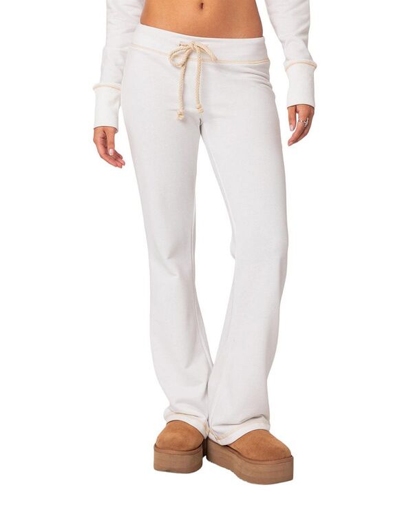 アディクテッド レディース ボトムス カジュアルパンツ ローライズ スウェットパンツ Edikted Alexia Low Rise Sweatpants White ホワイト