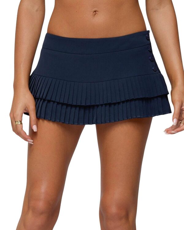 アディクテッド レディース ボトムスカート プリーツ ミニ Ediktedouble Pleated Mini Skort Navy ネイビー|ReVida 店
