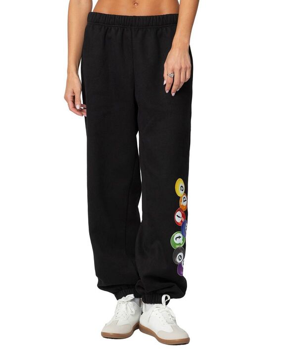 アディクテッド レディース ボトムス カジュアルパンツ スウェットパンツ Edikted Billiard Oversized Sweatpants Black ブラック