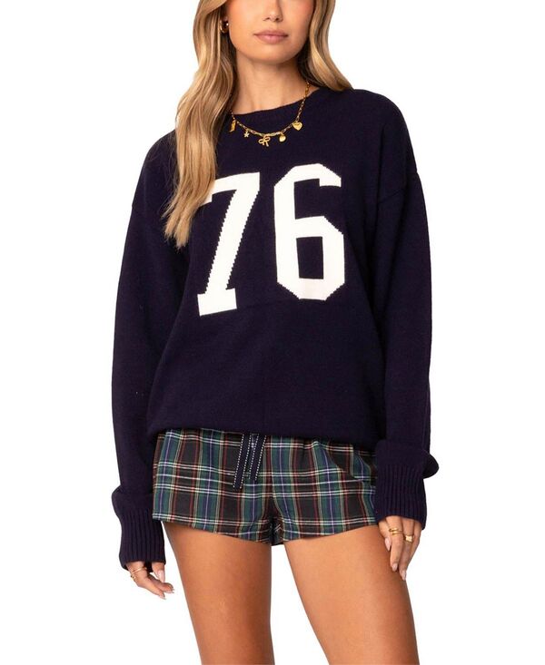 アディクテッド レディース アウター ニット・セーター Edikted 76 Sweater Navy ネイビー