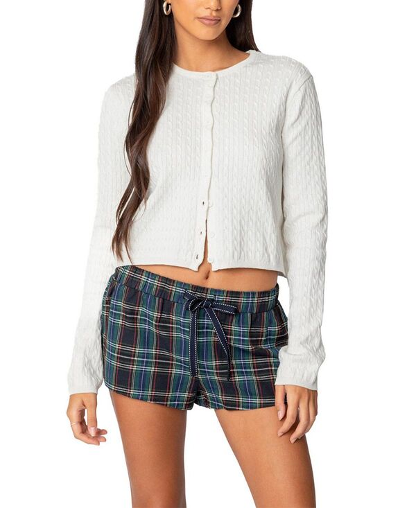 アディクテッド レディース アウター カーディガン ニット Edikted Crisada Cable Knit Cardigan White ホワイト