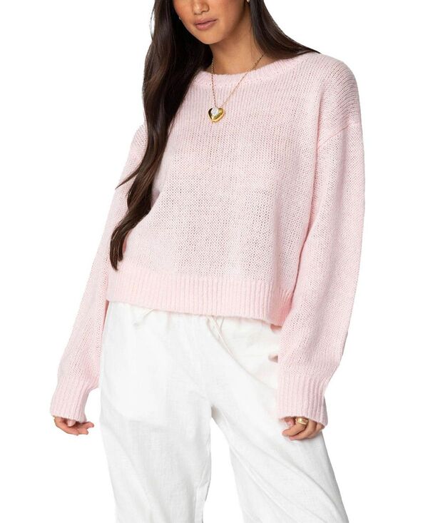 アディクテッド レディース アウター ニット・セーター Edikted Kyrah Oversized Knit Sweater Light Pink ピンク