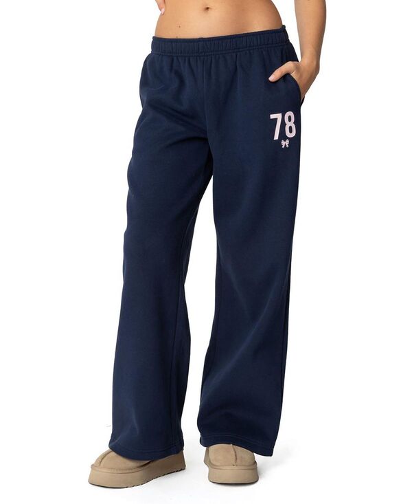 アディクテッド レディース ボトムス カジュアルパンツ スウェットパンツ Edikted 78 Bow Sweatpants Navy ネイビー