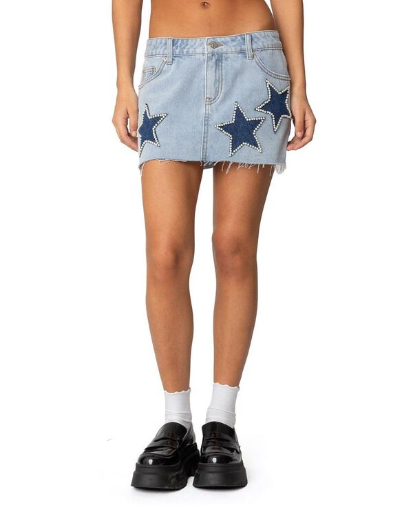 アディクテッド レディース ボトムスカート ミニ デニム Edikted Shining Star Denimini Skirt Light Blue ブルー｜ReVida 店 14,950円