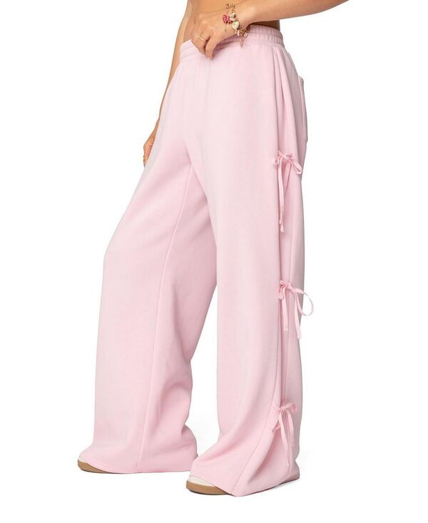 アディクテッド レディース ボトムス カジュアルパンツ スウェットパンツ Edikted Claudette Baggy Ribbon Sweatpants Pink ピンク
