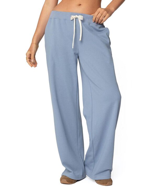 アディクテッド レディース ボトムス カジュアルパンツ ストレート パイル スウェットパンツ Edikted French Terry Straight Leg Sweatpants Blue ブルー