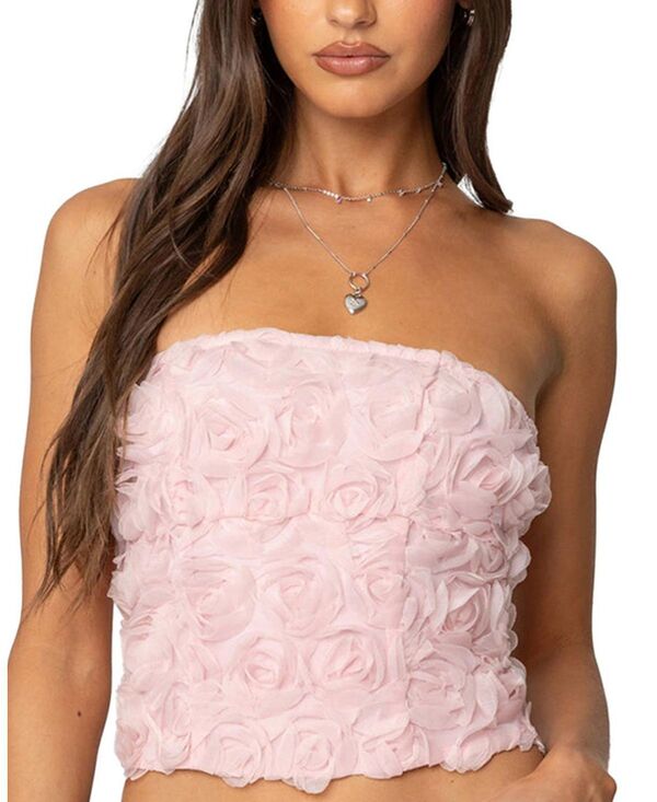 アディクテッド レディース トップス シャツ フラワー柄 フラワー Edikted Rosee Textured Floral Corset Light Pink ピンク