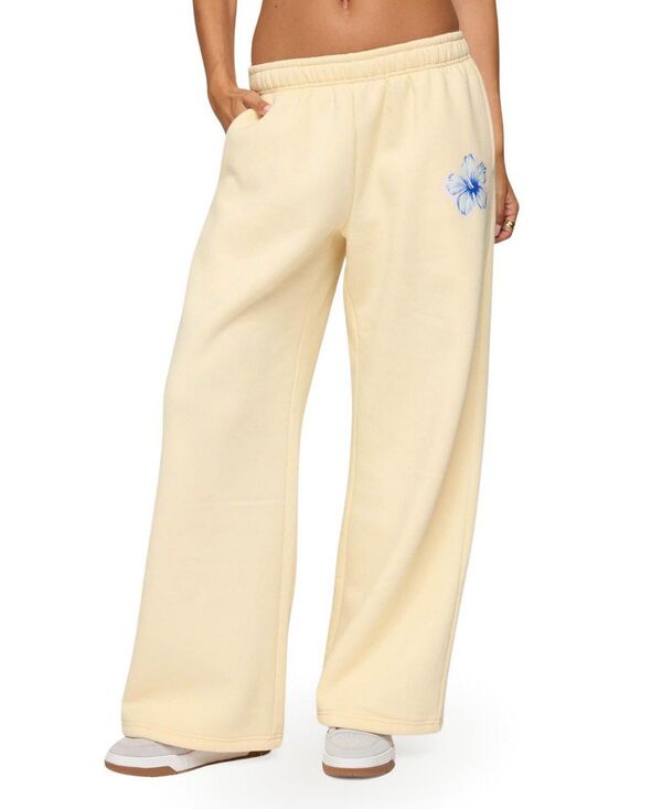 アディクテッド レディース ボトムス カジュアルパンツ スウェットパンツ Edikted Tropical Bloom Sweatpants Yellow イエロー