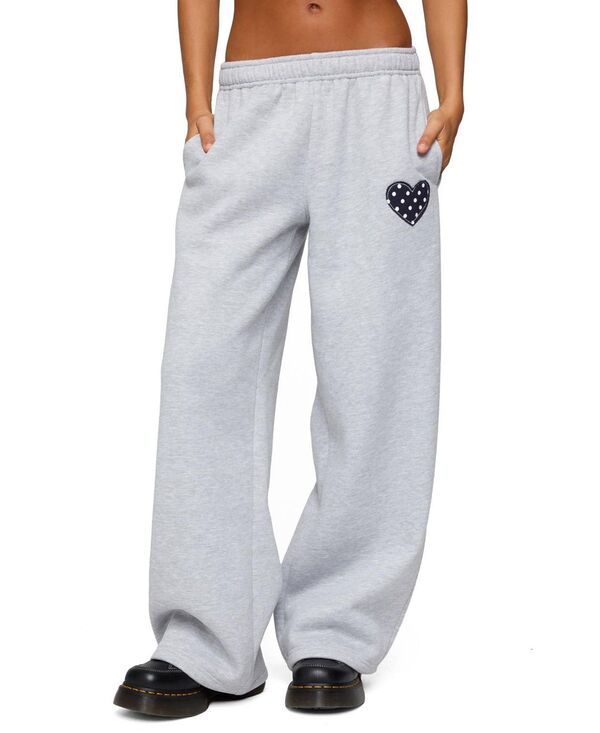 アディクテッド レディース ボトムス カジュアルパンツ スウェットパンツ Edikted I Heart London Sweatpants Gray-Melange グレー｜ReVida 店