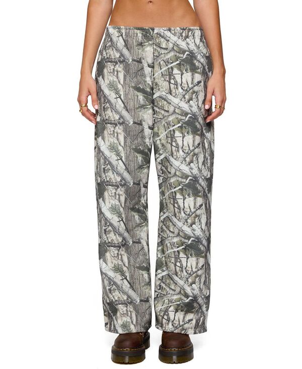 アディクテッド レディース ボトムス カジュアルパンツ ストレート スウェットパンツ Edikted Camo Straight Leg Sweatpants Olive オリーブ|ReVida 店