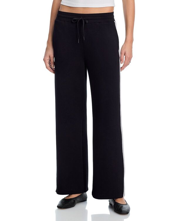 ヴィンテージハバナ レディース ボトムス カジュアルパンツ ワイドレッグ フリース Vintage Havana Striped Cloud Fleece Wide Leg Pants Black ブラック