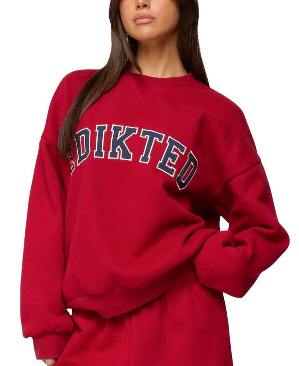 アディクテッド レディース アウター パーカー・スウェット シャツ Edikted Major Sweatshirt Red レッド｜ReVida 店 14,746円