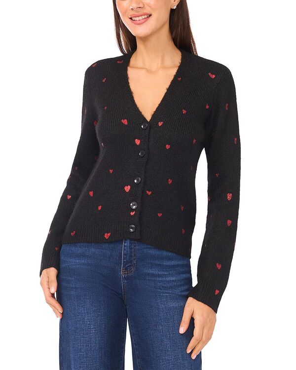 セセ レディース アウター カーディガン CeCe Foil Heart Cardigan Rich Black ブラック
