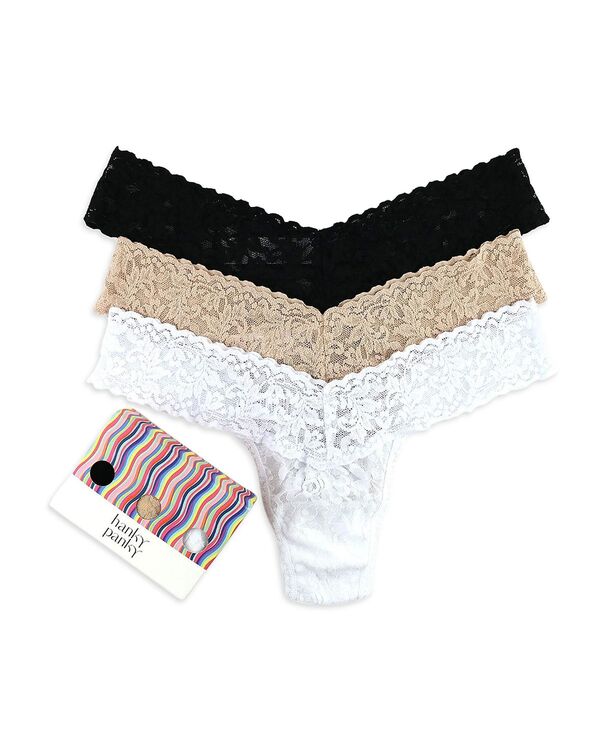 ハンキーパンキー レディース アンダーウェア パンツ レース Hanky Panky Signature Lace Original Rise Thongset of 3 Black/White/Nude ホワイト