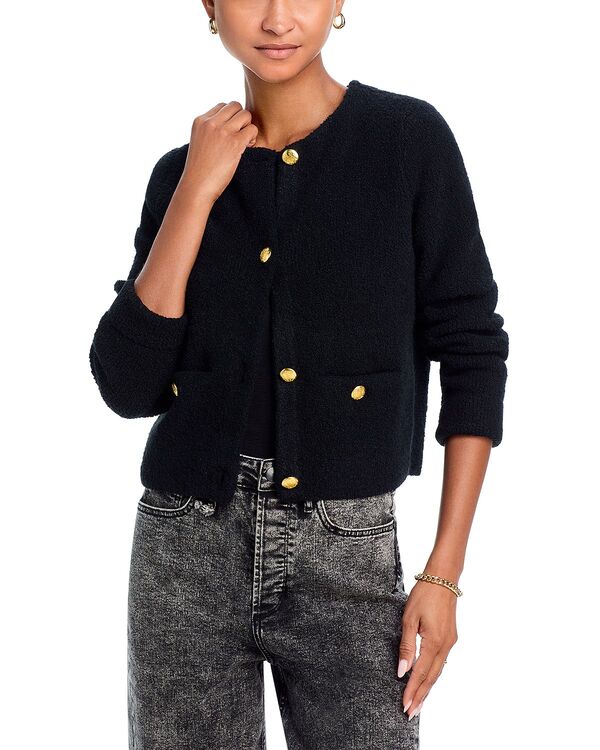 アクア レディース アウター ジレー AQUA Button Front Cardigan - Exclusive Black 黒いこと