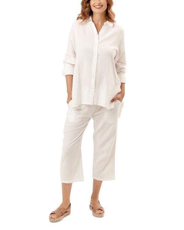 ノム レディース トップス シャツ コットン Nomaternity Theveryday Cotton Maternity Shirt White ホワイト