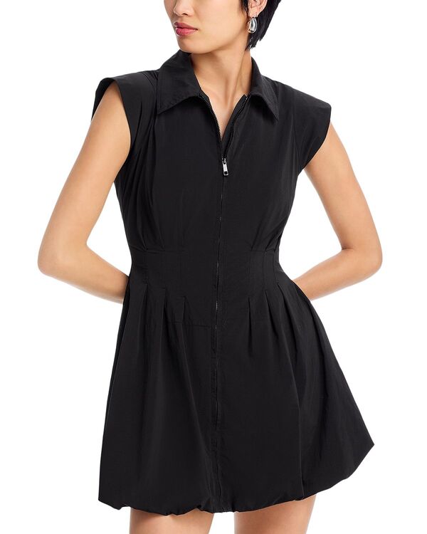 スティーブ マデン レディース トップス ワンピース プリーツ ミニ STEVE MADDEN Dyanne Poplin Pleated Mini Dress Black ブラック｜ReVida 店
