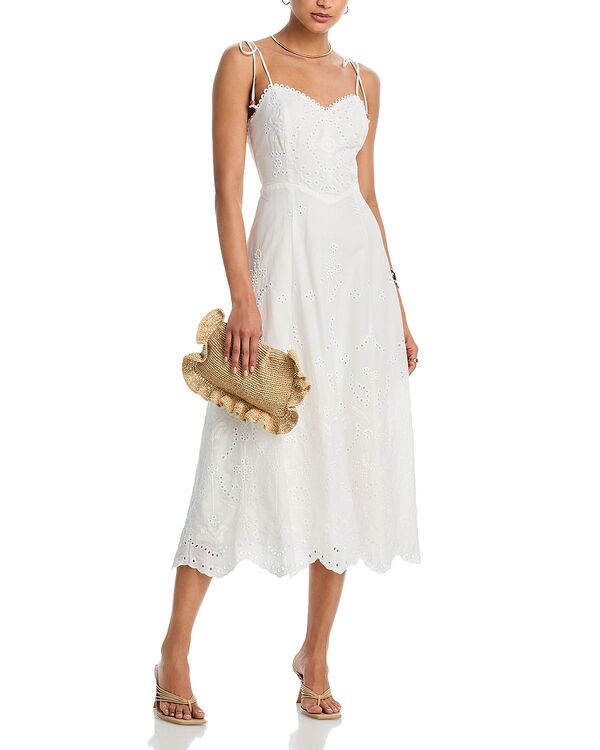 アクア レディース トップス ワンピース ミディ AQUA Eyelet Sweetheart Midi Dress - Exclusive White ホワイト
