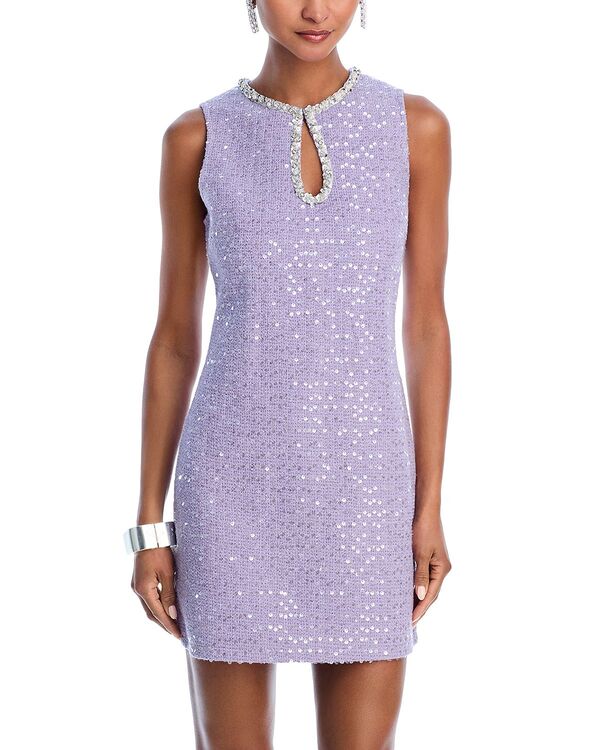 アクア レディース トップス ワンピースパンコール AQUA Sequined Sheath Dress - Exclusive Purple パープル｜ReVida 店