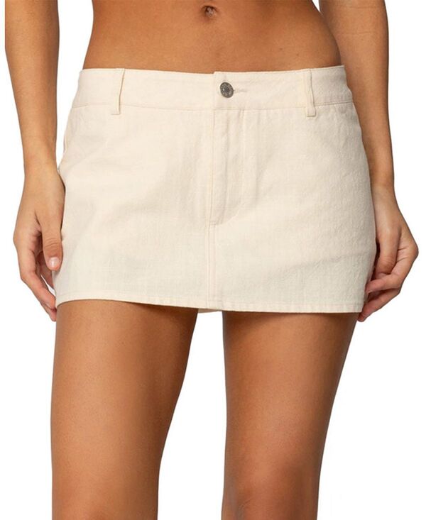 アディクテッド レディース ボトムスカート ミニ リネン Edikted Addey Linen Look Mini Skort Cream クリーム