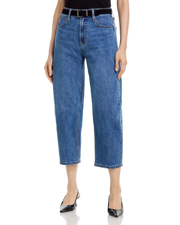 アクア レディース ボトムス デニムパンツ クロップド ジーンズ AQUA High Rise Cropped Barrel Jeans indigo - Exclusive Indigo インディゴ