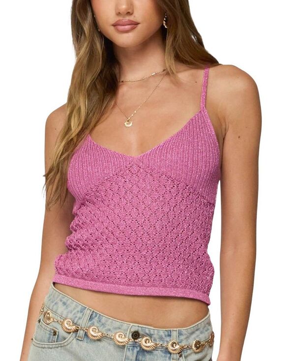 アディクテッド レディース トップス タンクトップ ニット Edikted Frankey Sparkly Textured Knitank Topink ピンク