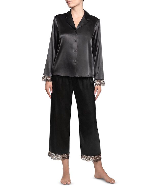 インブルーム レディース アウター パーカー・スウェット サテン レース In Bloom by Jonquil Satin & Lace Pajama Set Black ブラック|ReVida 店