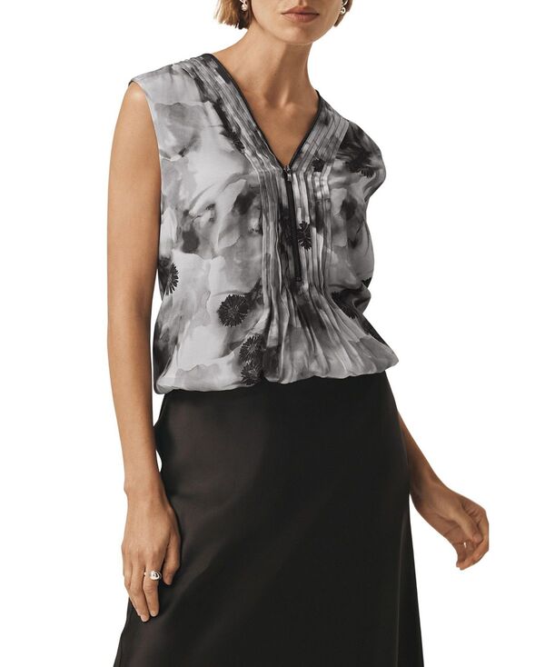 ミルトンベルベット レディース トップス シャツ フラワー柄 プリント ノースリーブ フラワー Mint Velvet Women's Floral Print Sleeveless Top Grey グレー