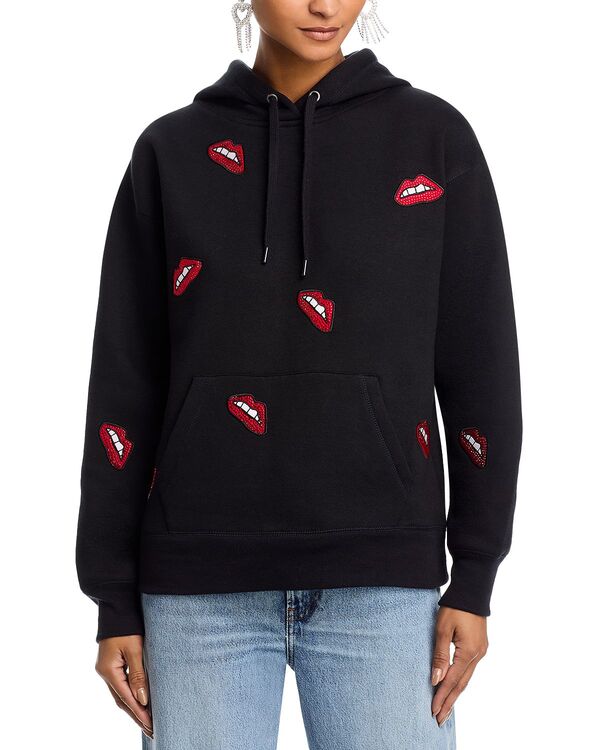 アクア レディース アウター パーカー・スウェット AQUA Embellished Lips Hoodie - Exclusive Black ブラック