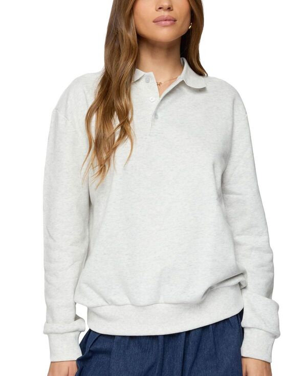 アディクテッド レディース アウター パーカー・スウェット スポーツシャツ Edikted Scholar Oversized Polo Sweatshirt Gray-Melange 薄墨色