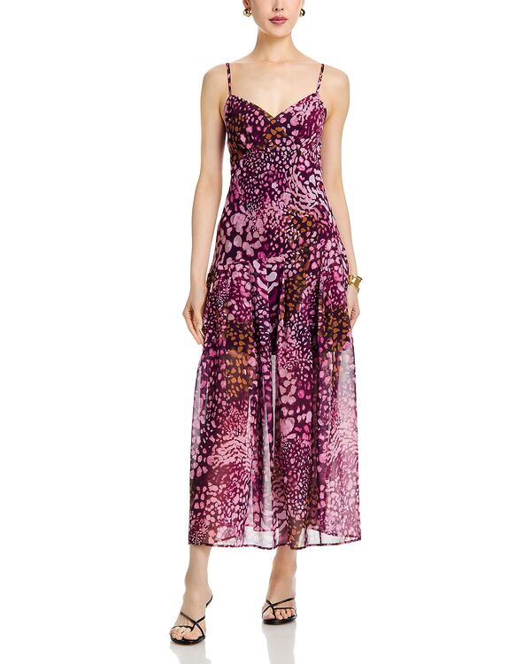 アクア レディース トップス ワンピース プリント マキシ AQUA Printed Maxi Dress - Exclusive Pink Multi ピンク