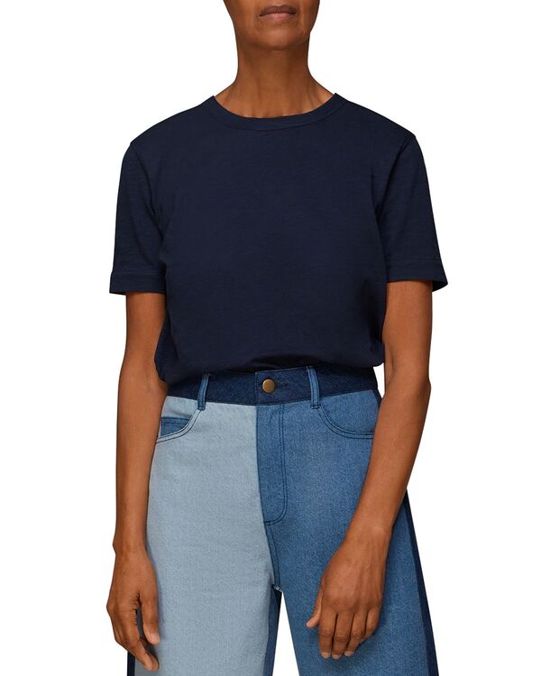 ホイッスルズ レディース トップス Tシャツ コットン Whistles Emily Ultimate Cotton Tee Navy ネイビー