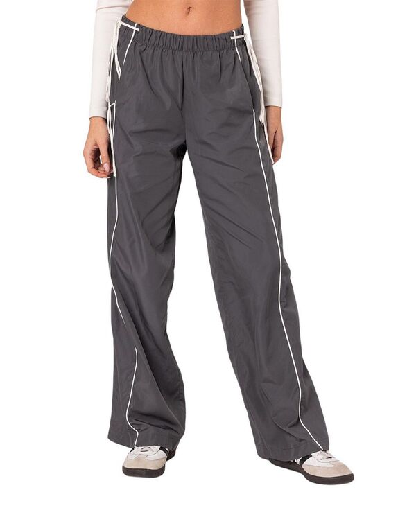 アディクテッド レディース ボトムス 心地好いズボン下 貨物自動車ズボン下 Edikted Scarlot Ribbon Track Pants Dark Gray 薄墨色