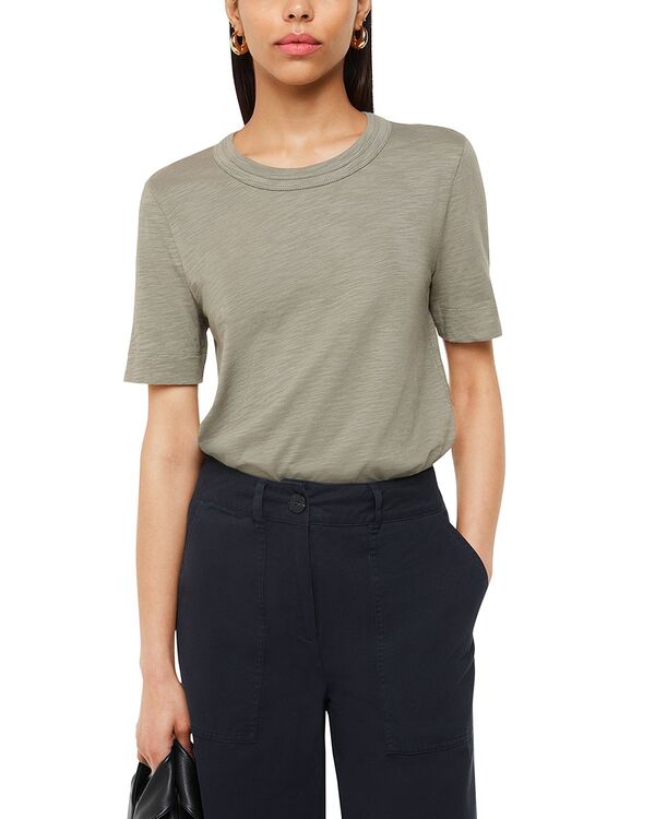 ホイッスルズ レディース トップス Tシャツ Whistles Rosa Double Trim Tee Sage Green グリーン