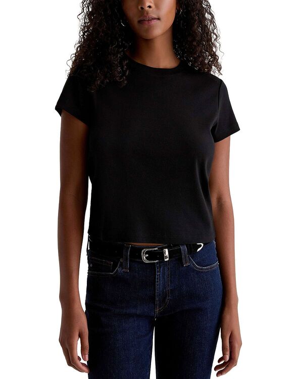 エージー レディース トップス Tシャツ クロップド AG Sadie Crew Cropped Tee Super Black ブラック
