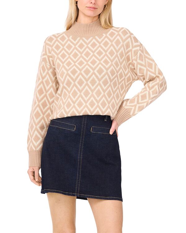 ヴィンスカムート レディース アウター ニット・セータートルネック VINCE CAMUTO Diamond Turtleneck Sweater Oxford Tan タン