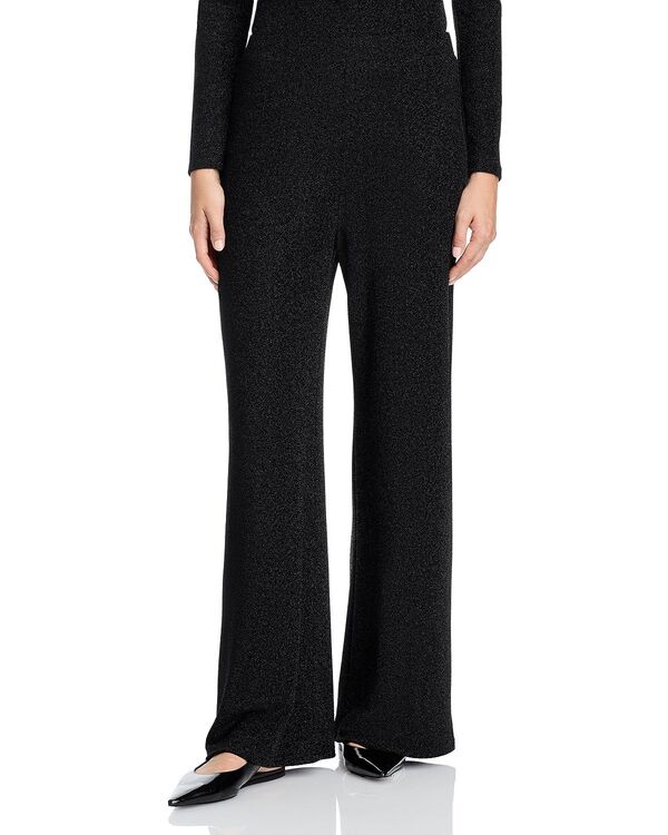 アクア レディース ボトムス カジュアルパンツ ワイドレッグ ニット AQUA Shimmer Knit Wide Leg Pants - Exclusive Black ブラック|ReVida 店