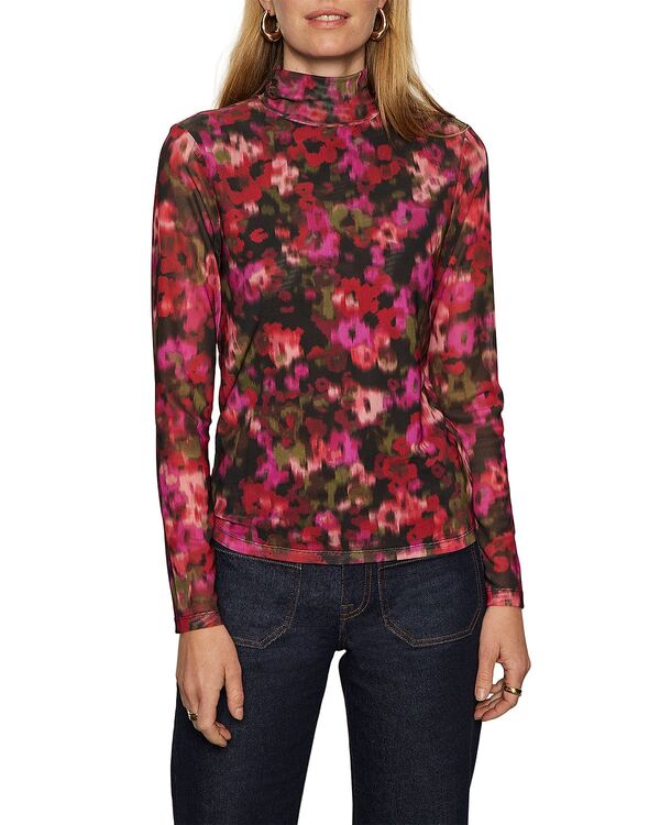 サンクチュアリー レディース トップス シャツ モックネック メッシュ Sanctuary Mock Neck Mesh Top Berry Glow