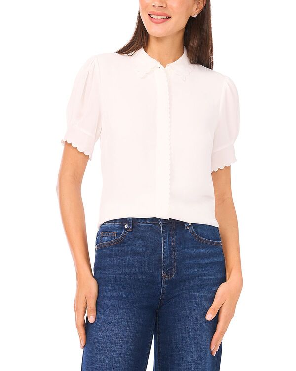 セセ レディース トップス シャツ ブラウス CeCe Puffed Sleeve Scallopedge Blouse New Ivory アイボリー