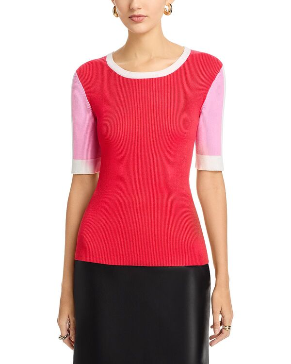 ティー・タハリ レディース アウター ニット・セーター クルーネック Tahari Elbow Sleeve Crewneck Sweater Orchid Pink ピンク