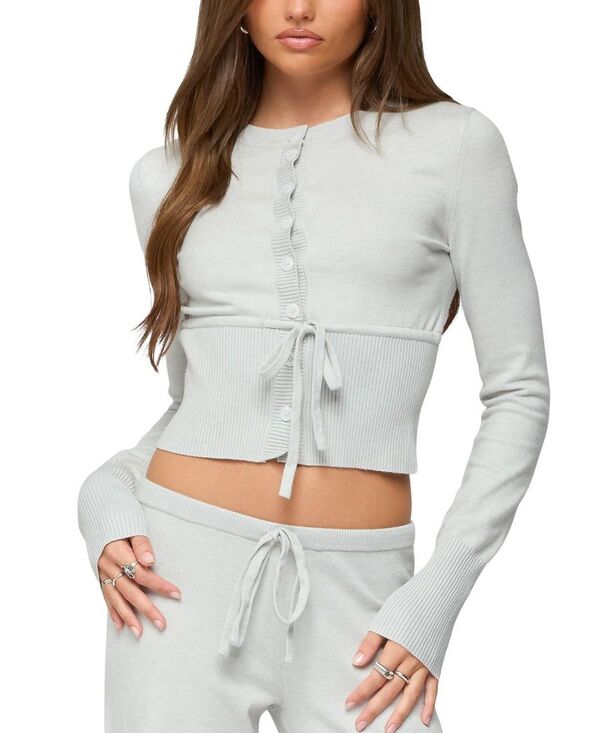 アディクテッド レディース アウター カーディガン ニット Edikted Embryn Button Up Knit Cardigan Light-Grey-Melange グレー｜ReVida 店 13,306円